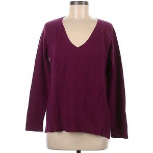 Gap Merino Wool V-Neck Pullover Sweater, Plum Heather, Size M